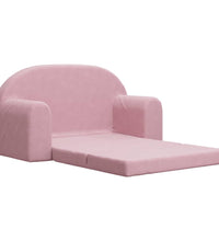 Kinder-Schlafsofa 2-Sitzer Rosa Weicher Plüsch