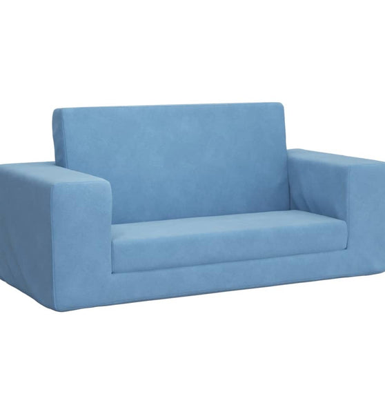 Kinder-Schlafsofa 2-Sitzer Blau Weicher Plüsch