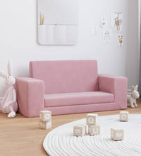 Kinder-Schlafsofa 2-Sitzer Rosa Weicher Plüsch