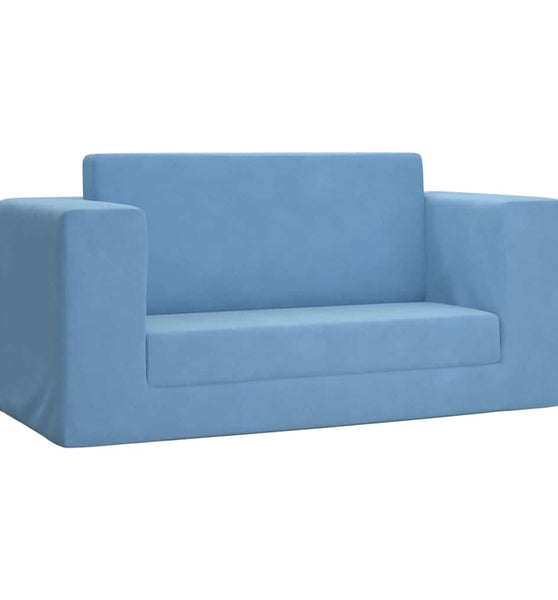 Kinder-Schlafsofa 2-Sitzer Blau Weicher Plüsch