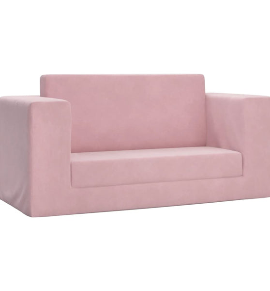 Kinder-Schlafsofa 2-Sitzer Rosa Weicher Plüsch