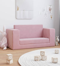 Kinder-Schlafsofa 2-Sitzer Rosa Weicher Plüsch