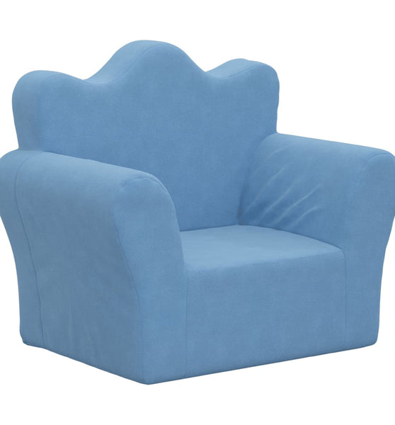 Kindersofa Blau Weich Plüsch