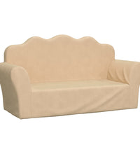 Kindersofa 2-Sitzer Creme Weicher Plüsch