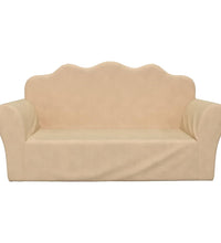 Kindersofa 2-Sitzer Creme Weicher Plüsch