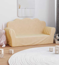 Kindersofa 2-Sitzer Creme Weicher Plüsch