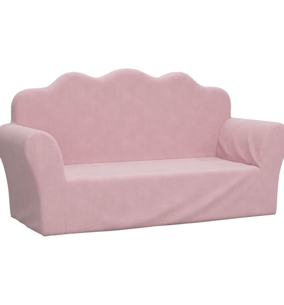 Kindersofa 2-Sitzer Rosa Weich Plüsch