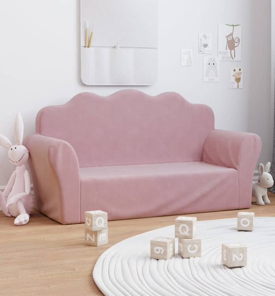 Kindersofa 2-Sitzer Rosa Weich Plüsch