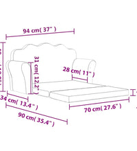 Kinder-Schlafsofa 2-Sitzer Creme Weicher Plüsch