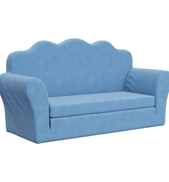 Kinder-Schlafsofa 2-Sitzer Blau Weicher Plüsch