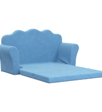 Kinder-Schlafsofa 2-Sitzer Blau Weicher Plüsch