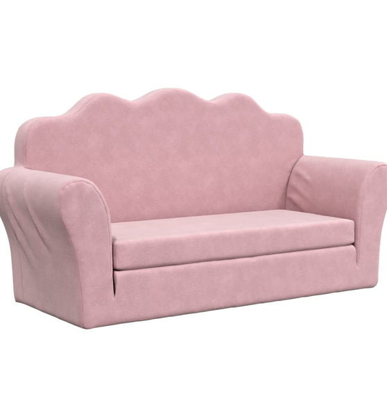 Kinder-Schlafsofa 2-Sitzer Rosa Weicher Plüsch