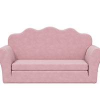 Kinder-Schlafsofa 2-Sitzer Rosa Weicher Plüsch