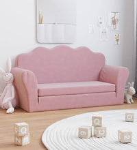 Kinder-Schlafsofa 2-Sitzer Rosa Weicher Plüsch