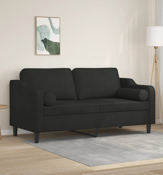 2-Sitzer-Sofa mit Zierkissen Schwarz 140 cm Stoff
