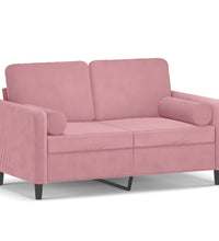 2-Sitzer-Sofa mit Zierkissen Rosa 120 cm Samt