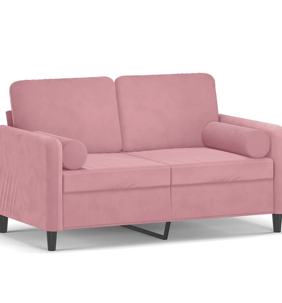 2-Sitzer-Sofa mit Zierkissen Rosa 120 cm Samt