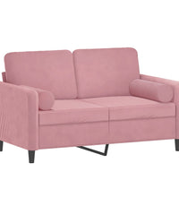 2-Sitzer-Sofa mit Zierkissen Rosa 120 cm Samt