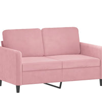 2-Sitzer-Sofa mit Zierkissen Rosa 120 cm Samt