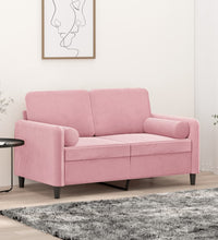 2-Sitzer-Sofa mit Zierkissen Rosa 120 cm Samt