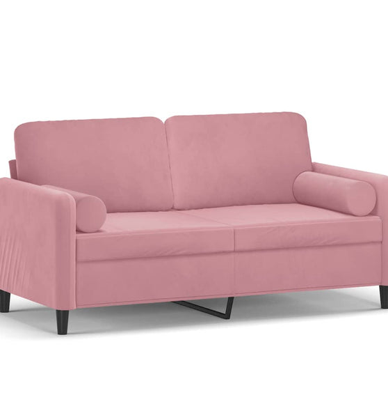 2-Sitzer-Sofa mit Zierkissen Rosa 140 cm Samt