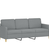 3-Sitzer-Sofa mit Zierkissen Hellgrau 180 cm Stoff