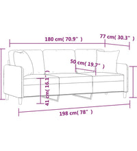 3-Sitzer-Sofa mit Zierkissen Hellgrau 180 cm Stoff