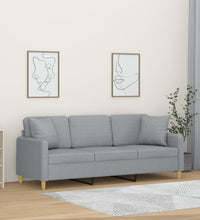 3-Sitzer-Sofa mit Zierkissen Hellgrau 180 cm Stoff