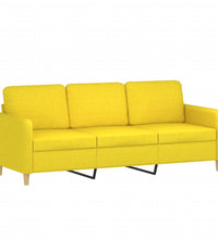 3-Sitzer-Sofa mit Zierkissen Hellgelb 180 cm Stoff