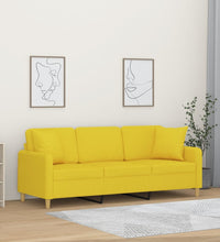 3-Sitzer-Sofa mit Zierkissen Hellgelb 180 cm Stoff