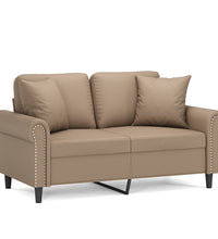 2-Sitzer-Sofa mit Zierkissen Cappuccino-Braun 120 cm Kunstleder