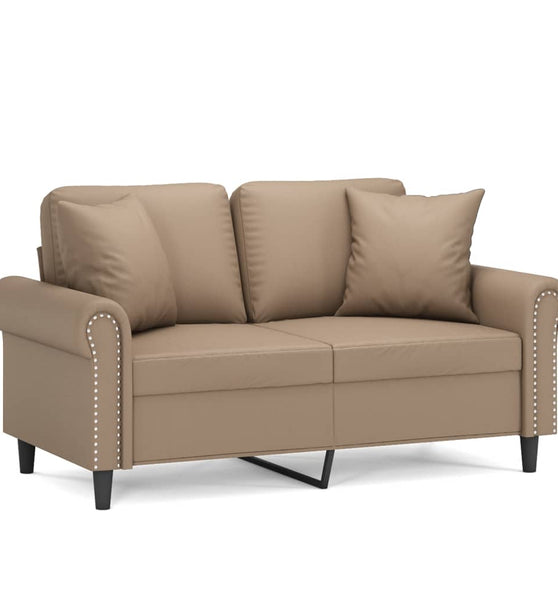2-Sitzer-Sofa mit Zierkissen Cappuccino-Braun 120 cm Kunstleder