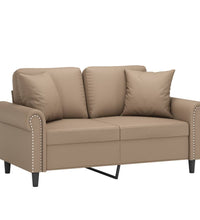 2-Sitzer-Sofa mit Zierkissen Cappuccino-Braun 120 cm Kunstleder