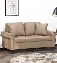 2-Sitzer-Sofa mit Zierkissen Cappuccino-Braun 120 cm Kunstleder