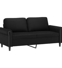 2-Sitzer-Sofa mit Zierkissen Schwarz 140 cm Kunstleder