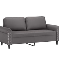 2-Sitzer-Sofa mit Zierkissen Grau 140 cm Kunstleder