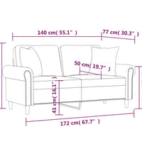 2-Sitzer-Sofa mit Zierkissen Grau 140 cm Kunstleder