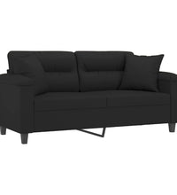 2-Sitzer-Sofa mit Kissen Schwarz 140 cm Mikrofasergewebe