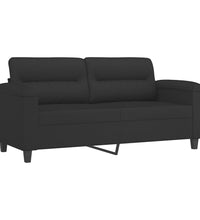 2-Sitzer-Sofa mit Kissen Schwarz 140 cm Mikrofasergewebe