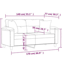 2-Sitzer-Sofa mit Kissen Schwarz 140 cm Mikrofasergewebe