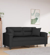 2-Sitzer-Sofa mit Kissen Schwarz 140 cm Mikrofasergewebe