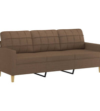 3-Sitzer-Sofa mit Hocker Braun 180 cm Stoff