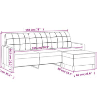 3-Sitzer-Sofa mit Hocker Braun 180 cm Stoff