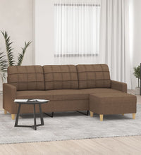 3-Sitzer-Sofa mit Hocker Braun 180 cm Stoff