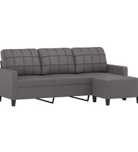 3-Sitzer-Sofa mit Hocker Grau 180 cm Kunstleder