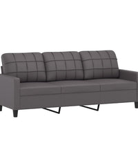 3-Sitzer-Sofa mit Hocker Grau 180 cm Kunstleder