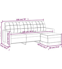 3-Sitzer-Sofa mit Hocker Grau 180 cm Kunstleder
