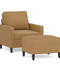 Sessel mit Hocker Braun 60 cm Samt