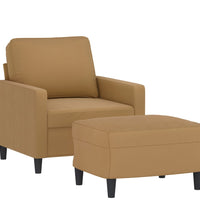 Sessel mit Hocker Braun 60 cm Samt