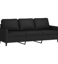 3-Sitzer-Sofa mit Hocker Schwarz 180 cm Samt